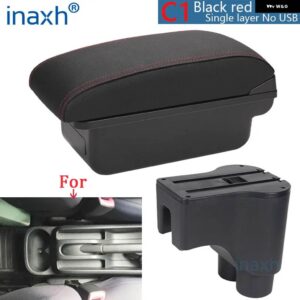 ダイハツ テリオス 2 アームレスト ボックス セントラル ストア コンテンツ ボックス インテリア アームレスト ストレージ カー パーツ - C1 Black red No USB