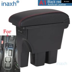 スズキ ジムニーアームレストボックス ジムニー JB74 アームレスト 2017-23 収納ボックス - A1 Black red leather