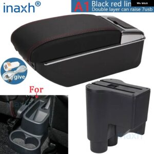 ダイハツ シリオン アームレスト ダイハツ マテリア アームレスト ボックス セントラル ストア内容 収納ボックス アーム カーパーツ 2007-2015 - A1 Black red 7USB