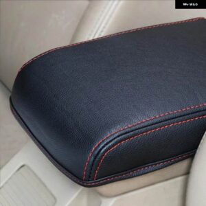 1PC シュコダ オクタヴィア A7 2015-18 PU レザー アームレストボックス カバー クッション パッド - red line