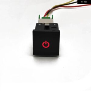 24MM * 24MM 1個 車赤色 LED ライト DRL 電源オンオフ音楽スイッチ ボタンワイヤー VW ゴルフ 6 MK6 ジェッタ 5 MK5 シロッコ - Power On Off