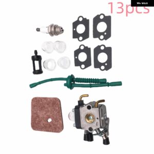 キャブレター キット 交換部品適合 STIHL FS38 FS45 FS46 FS55 KM55 FS85 エア燃料フィルター ガスケット キャブレター - 13pcs