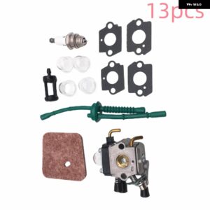 キャブレター 燃料ライン付き オイルバブルプライマーバルブ スパークプラグ 燃料フィルター キット STIHL FS38 FS45 FS46 FS55 FS74 FS75 FS76 FS80 - 13pcs