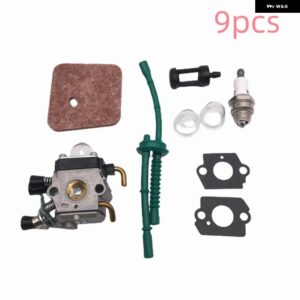 キャブレター 燃料ライン付き オイルバブルプライマーバルブ スパークプラグ 燃料フィルター キット STIHL FS38 FS45 FS46 FS55 FS74 FS75 FS76 FS80 - 9pcs