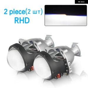 2.5インチ ミニバイ キセノン HID プロジェクター ヘッドライト レンズ RETROH4 H7 ヘッドランプ 9005 9006 W/デイタイムライト実行 - 2xRHD without Shroud