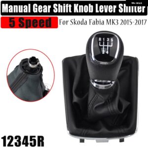 ギア シフトノブ ヘッドハンドルレバー シフター ゲートルブーツ 5/6スピード アクセサリーシュコダファビア MK3 2015 2016 2017 - 5 speed