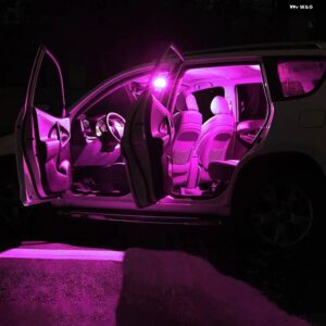 フィアット プント EVO 2009/12/01 11個 車 LED 電球 インテリア ドーム読書ランプドアバニティミラー トランク ライトアクセサリー - Pink