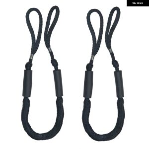2個 バンジードック係留ロープ 4FT 伸縮性バンジードッキングロープカヤックアクセサリー - black