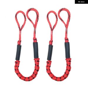 2個 バンジードック係留ロープ 4FT 伸縮性バンジードッキングロープカヤックアクセサリー - Red
