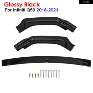 3ピース /セットフロントバンパー リップスポイラースプリッターインフィニティ Q50 2014-2021 - Glossy Black 18-21