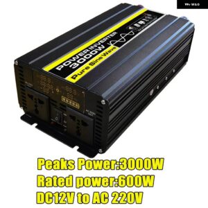 PEAK 3000W ピュア正弦波インバーター 12V 220V 電力変換アダプター 12V 220V 3000W ソーラーインバーターパワー トラック 屋外 - A