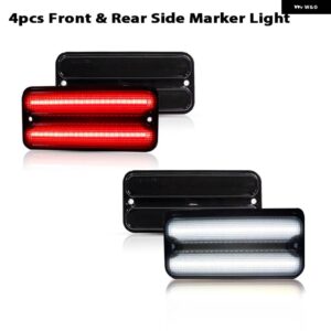 シボレー スモーク レンズ アンバー/ホワイト/レッド LED 車フロントリア サイドマーカー ライト 1968-1972 GMC ピックアップ - 4pcs white red