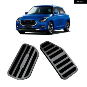 スズキ アクセルブレーキペダルパッドカバー 合金 スイフト ZC/ZDシリーズ 2024+ 滑り止めブレーキ ステッカー - black