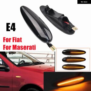 LED ダイナミック サイドマーカー ウインカー フィアット アルベア パリオ BROAVO BRAVA MAREA STRADA ウィンカーランプ インジケーターライト アンバー 2個 - Dynamic Smoked Black