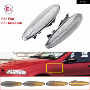 LED ダイナミック サイドマーカー ウインカー フィアット アルベア パリオ BROAVO BRAVA MAREA STRADA ウィンカーランプ インジケーターライト アンバー 2個 - Dynamic Crystal