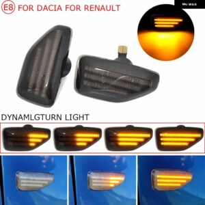 2X ダイナミック LED サイドマーカー ライト ウィンカー シーケンシャル ウインカー インジケーター DACIA LOGAN II 2012 SANDERO II 2012 DUSTER 2018 - Dynamic Smoked