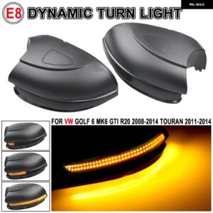 VW ゴルフ MK6 GTI 6 R ライン スモーク ダイナミック ウインカー サイドミラー インジケーター VW VI R20 LED ウインカー ライト - No holes B