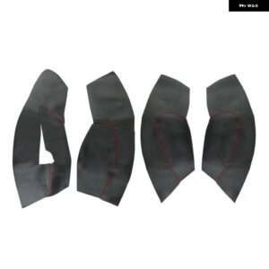 シュコダ オクタヴィア 2007-14 フロント/リアペアドアハンドル アームレスト パネルマイクロファイバーレザー カバー - 4pcs Black-red line