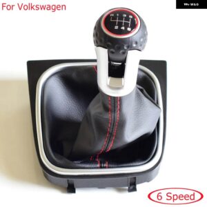 レバーノブ シフター ハンドボール VW ゴルフ 6 A6 VI MK6 GTI GTD R20 2009-13 マニュアル 5 6スピード ギア シフトノブ ゲートルブーツ - SK-6Speed-Golf6