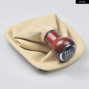 5速 ギア シフトノブ 黒レバー シフター スティックゲートルブーツカバー VW パサート B5 B5.5 B6 1997-2005 内装部品 - Beige 6 Speed