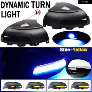 アンバーシーケンシャルウインカーサイドミラー インジケーター ウィンカーライト VW ティグアン MK1 2008-2016 シャラン 2012-2018 - Blue-Yellow