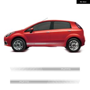 フィアット プント アバルトサイド デカール レーシングスポーツドアスタイリングビニールロング ストライプ グラフィックスカート ステッカー 2個 - Glossy Gray