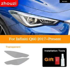 2個 インフィニティ Q60 Q70 QX60 QX30 QX50 QX80 Q50 ヘッドライト ティントブラック フィルム クリア TPU ステッ - Q60 T