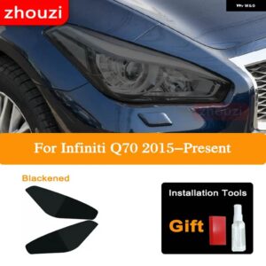 2個 インフィニティ Q60 Q70 QX60 QX30 QX50 QX80 Q50 ヘッドライト ティントブラック フィルム クリア TPU ステッ - Q70 B