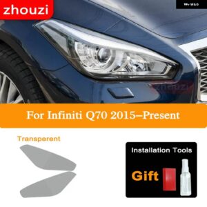 2個 インフィニティ Q60 Q70 QX60 QX30 QX50 QX80 Q50 ヘッドライト ティントブラック フィルム クリア TPU ステッ - Q70 T
