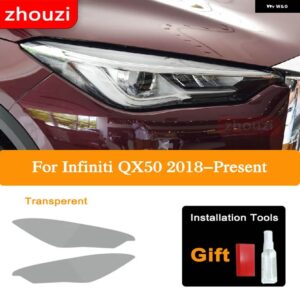 2個 インフィニティ Q60 Q70 QX60 QX30 QX50 QX80 Q50 ヘッドライト ティントブラック フィルム クリア TPU ステッ - QX50 T