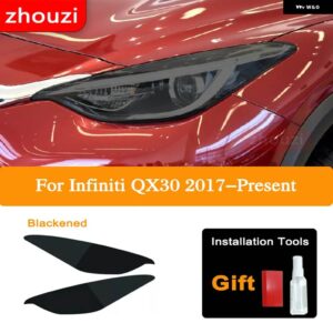 2個 インフィニティ Q60 Q70 QX60 QX30 QX50 QX80 Q50 ヘッドライト ティントブラック フィルム クリア TPU ステッ - QX30 B