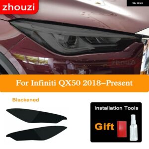 2個 インフィニティ Q60 Q70 QX60 QX30 QX50 QX80 Q50 ヘッドライト ティントブラック フィルム クリア TPU ステッ - QX50 B