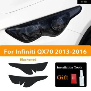 2個 インフィニティ Q60 Q70 QX60 QX30 QX50 QX80 Q50 ヘッドライト ティントブラック フィルム クリア TPU ステッ - QX70 B