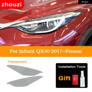2個 インフィニティ Q60 Q70 QX60 QX30 QX50 QX80 Q50 ヘッドライト ティントブラック フィルム クリア TPU ステッ - QX30 T