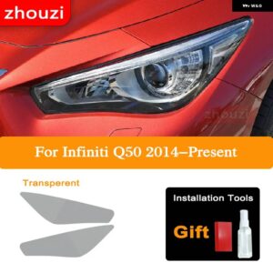 2個 インフィニティ Q60 Q70 QX60 QX30 QX50 QX80 Q50 ヘッドライト ティントブラック フィルム クリア TPU ステッ - Q50 T