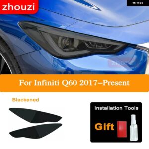 2個 インフィニティ Q60 Q70 QX60 QX30 QX50 QX80 Q50 ヘッドライト ティントブラック フィルム クリア TPU ステッ - Q60 B