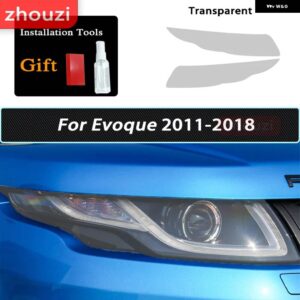 2個 レンジローバー EVOQUE L538 2012-2018 ヘッドライト フィルム スモークブラックティントラップクリア TPU ステッカー 飾る - Transparent