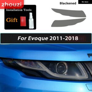 2個 レンジローバー EVOQUE L538 2012-2018 ヘッドライト フィルム スモークブラックティントラップクリア TPU ステッカー 飾る - Smoked black