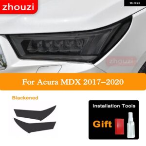 2個 アキュラ MDX 2017-2020 ヘッドライト ティントブラック フィルム ビニールクリア TPU ステッ - MDX Blackened