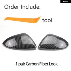 カーボンブラックサイドミラー カバー キャップ VW ゴルフ 7 MK7 MK7.5 GTI R GTE GTD 13-20 - Carbon Fiber Look