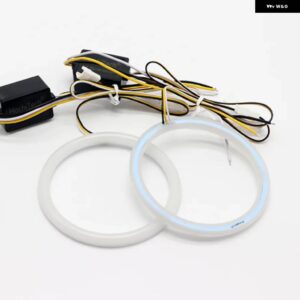 2個 SMD LED エンジェルアイ白と黄色 DRL キット 85 90 95 100MM 105MM 110MM 115MM 120MM 126MM 140MM 131MM 146MM 158 - 60mm full-circle