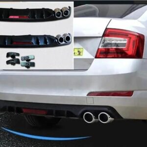 シュコダ オクタヴィア 2014-2018 ABS ブラックリアバンパー リップトランク スポイラーリアディフューザープロテクター - Parking sensor