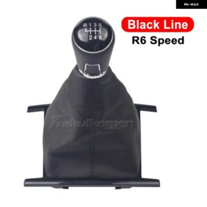 ギアスティック シフトノブ レザー ゲートルブーツカバー 車 6スピード VW AMAROK 2010-18-2022 - 6 Speed Black