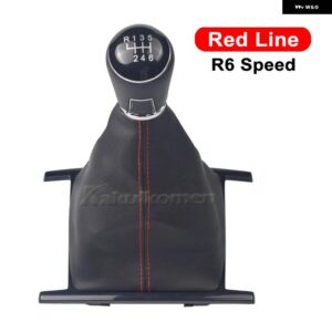 ギアスティック シフトノブ レザー ゲートルブーツカバー 車 6スピード VW AMAROK 2010-18-2022 - 6 Speed Red