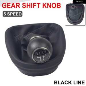 SEAT LEON MK2 1P 2005/12/01 スタイリング 5/6スピード ギアスティック シフトノブ とレザー ブーツ - Black 5 Speed