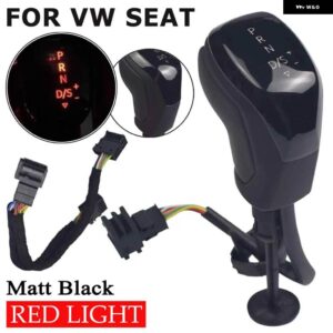 赤/白 LED ライト AT 同期電子ディスプレイギア シフトノブ レバーハンドボール VW パサート B7 B8 ゴルフ 6/7 ティグアン MK2 - Black Matt-RED