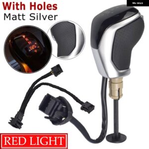 赤/白 LED ライト AT 同期電子ディスプレイギア シフトノブ レバーハンドボール VW パサート B7 B8 ゴルフ 6/7 ティグアン MK2 - RED-With Holes