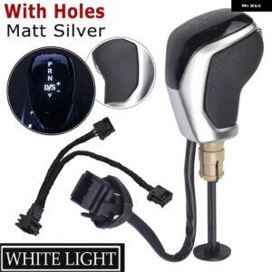 赤/白 LED ライト AT 同期電子ディスプレイギア シフトノブ レバーハンドボール VW パサート B7 B8 ゴルフ 6/7 ティグアン MK2 - WHITE-With Holes