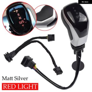 赤/白 LED ライト AT 同期電子ディスプレイギア シフトノブ レバーハンドボール VW パサート B7 B8 ゴルフ 6/7 ティグアン MK2 - RED-Matt Silver