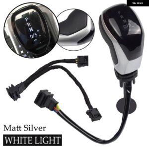 赤/白 LED ライト AT 同期電子ディスプレイギア シフトノブ レバーハンドボール VW パサート B7 B8 ゴルフ 6/7 ティグアン MK2 - WHITE-Matt Silver